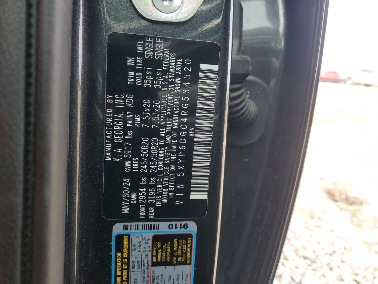 2024 Kia Telluride S VIN: 5XYP6DGC4RG534520 Lot: 80928775