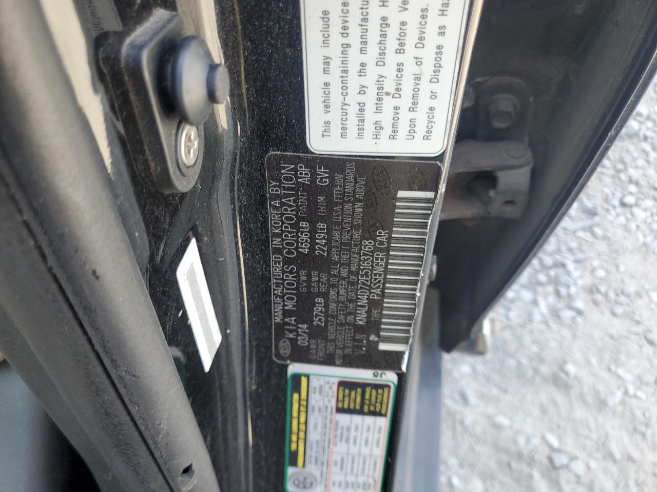 2014 Kia Cadenza Premium VIN: KNALN4D72E5163768 Lot: 70603485