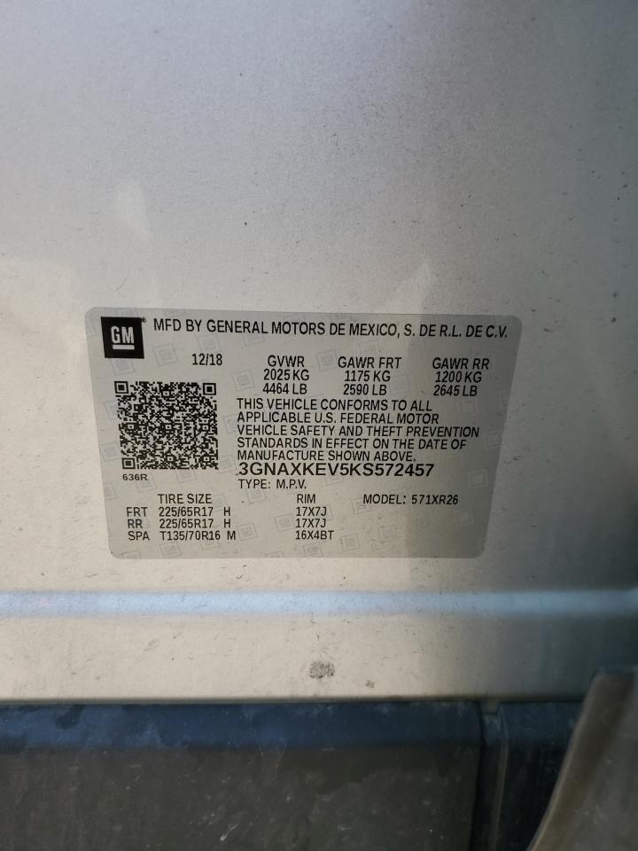 2019 Chevrolet Equinox Lt VIN: 3GNAXKEV5KS572457 Lot: 80476665