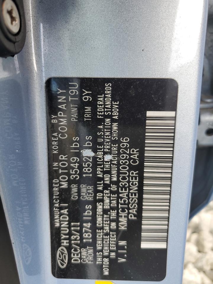2012 Hyundai Accent Gls VIN: KMHCT5AE3CU039296 Lot: 80550155