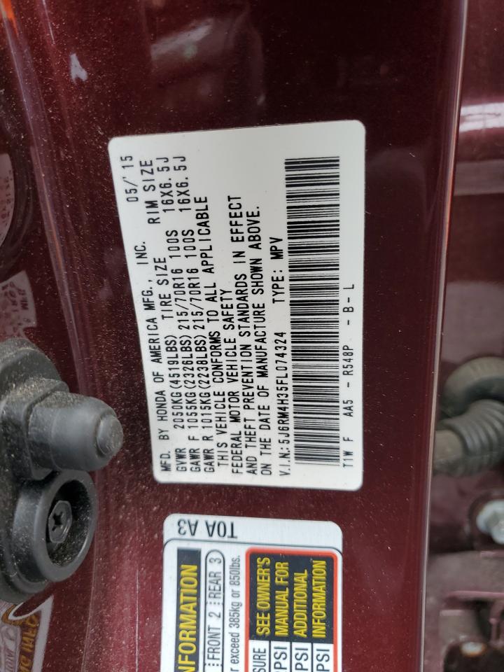 2015 Honda Cr-V Lx VIN: 5J6RM4H35FL074324 Lot: 80801765