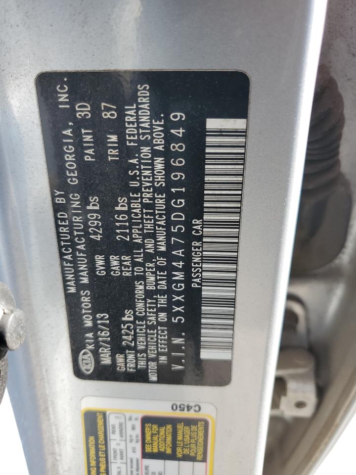 2013 Kia Optima Lx VIN: 5XXGM4A75DG196849 Lot: 80633815