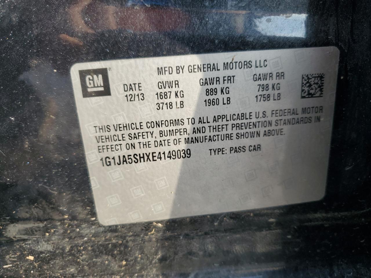 2014 Chevrolet Sonic Ls VIN: 1G1JA5SHXE4149039 Lot: 82123715