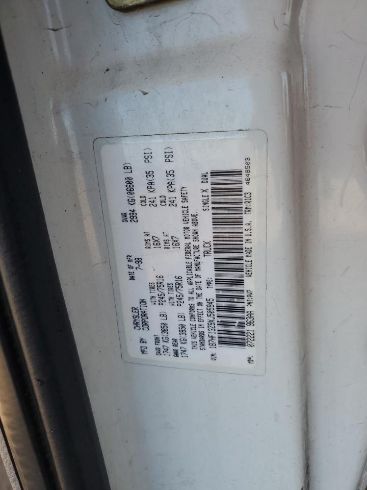 1999 Dodge Ram 1500 VIN: 1B7HF13Z9XJ505945 Lot: 84788025