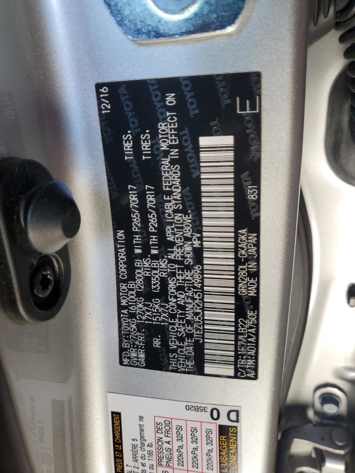 2017 Toyota 4Runner Sr5 VIN: JTEZU5JR2H5149896 Lot: 80963365