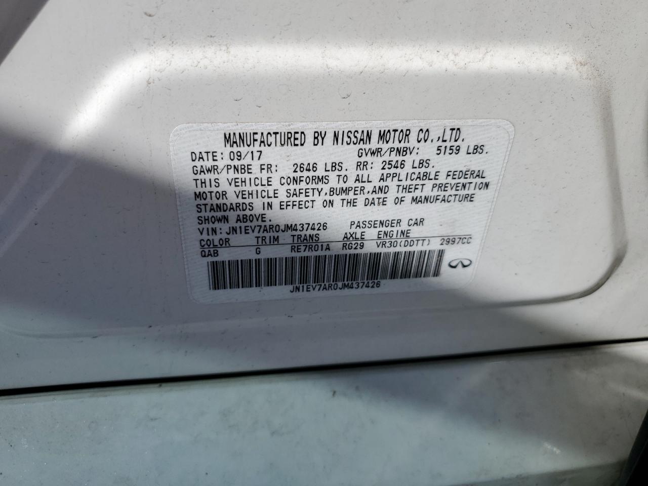 2018 Infiniti Q50 Luxe VIN: JN1EV7AR0JM437426 Lot: 80845915