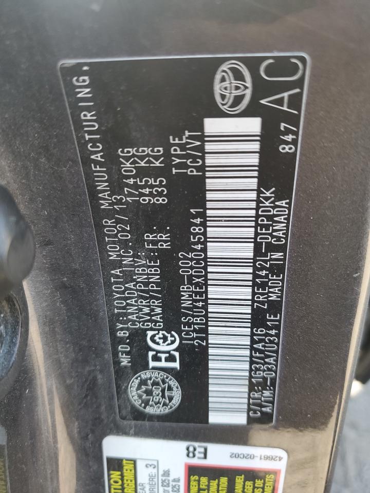2013 Toyota Corolla Base VIN: 2T1BU4EEXDC045841 Lot: 81180425
