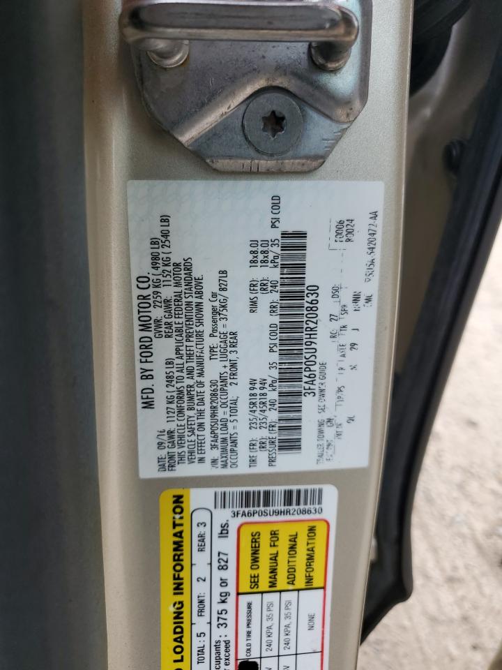 2017 Ford Fusion Titanium Phev VIN: 3FA6P0SU9HR208630 Lot: 84557265