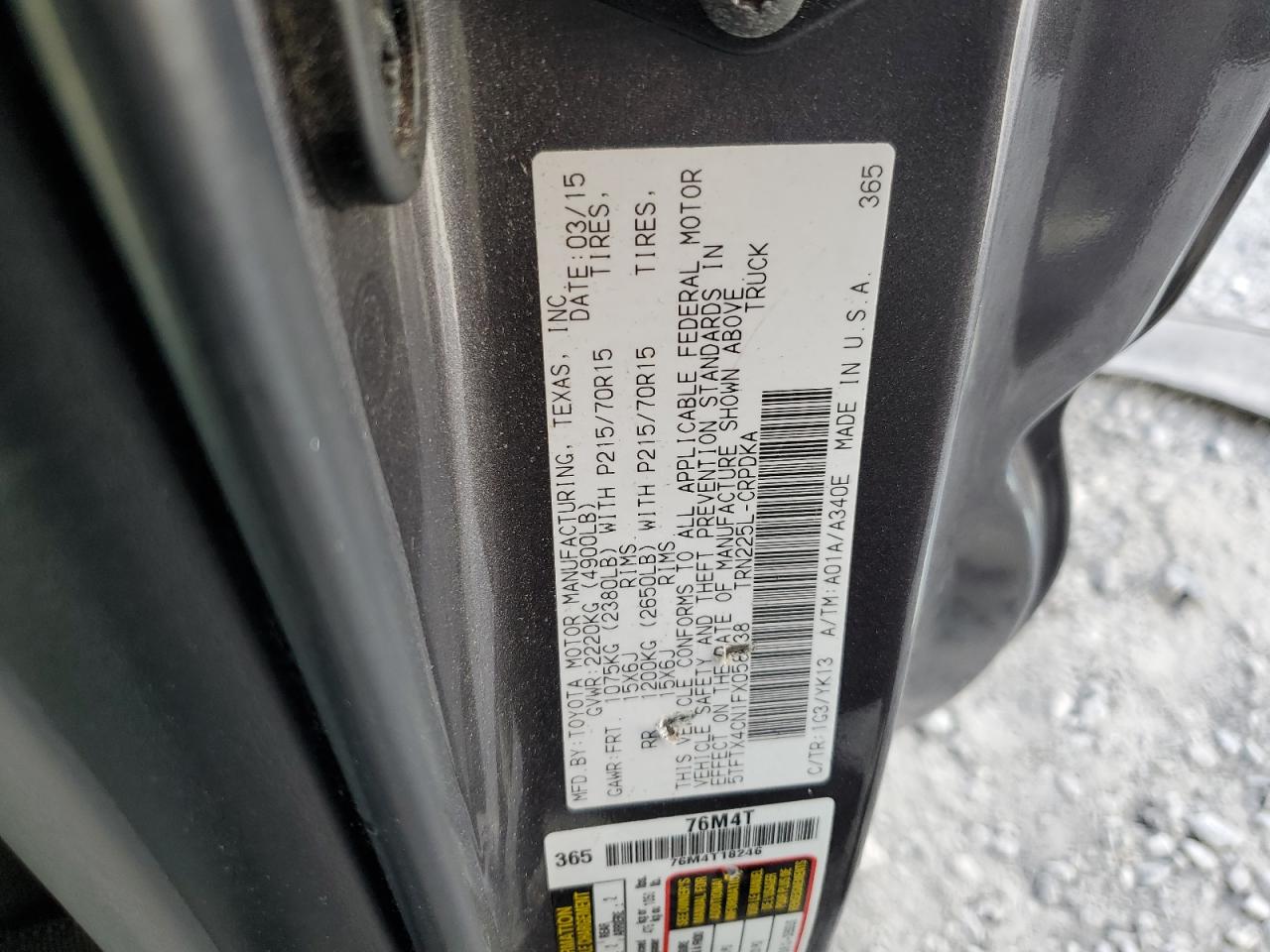 2015 Toyota Tacoma Access Cab VIN: 5TFTX4CN1FX058738 Lot: 84788105