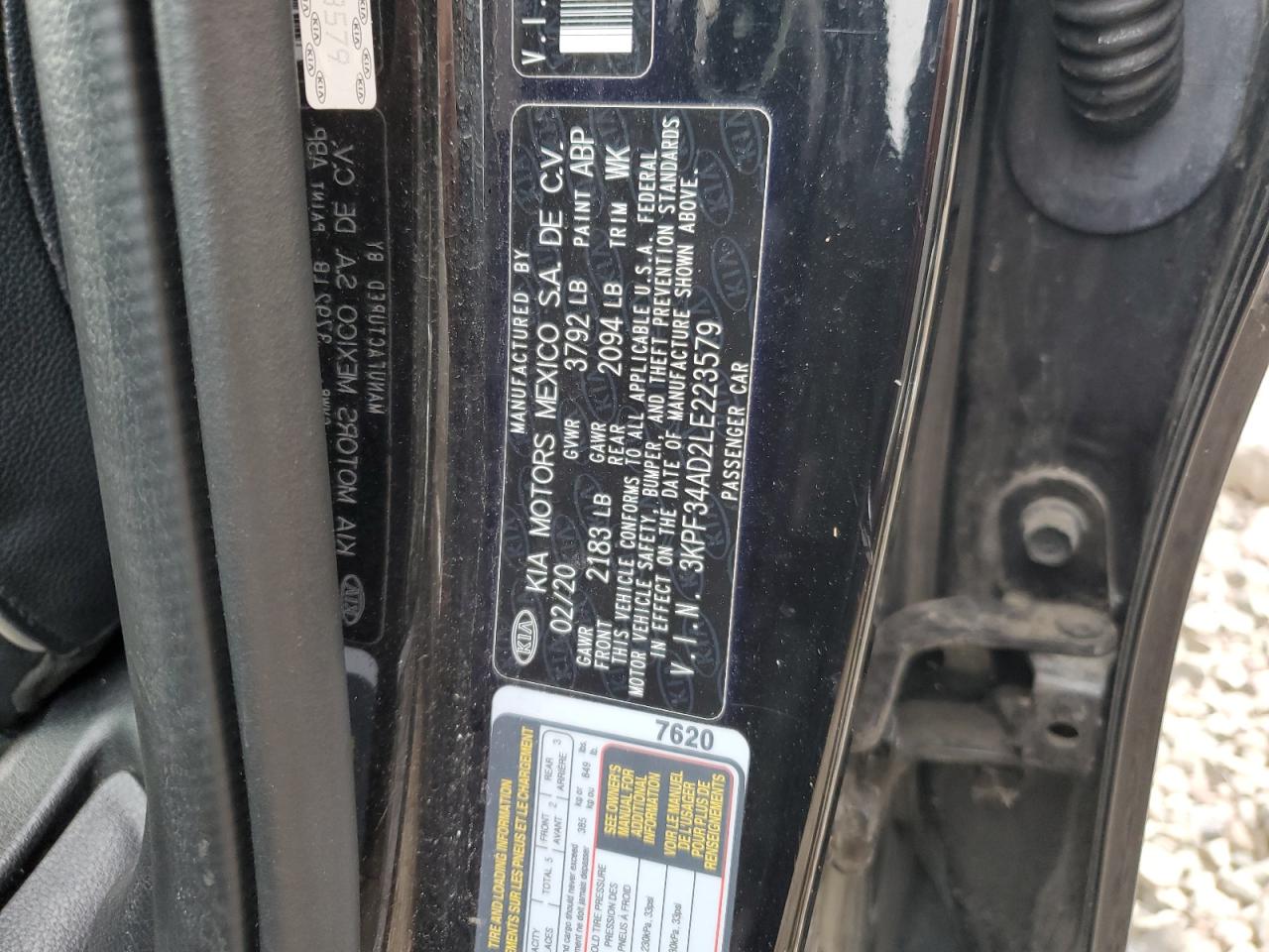 2020 Kia Forte Gt Line VIN: 3KPF34AD2LE223579 Lot: 83815185