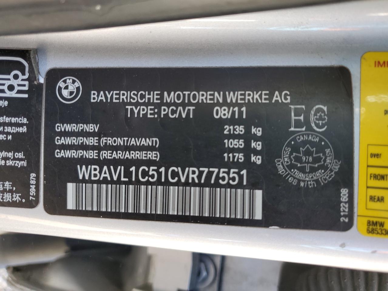 2012 BMW X1 xDrive28I VIN: WBAVL1C51CVR77551 Lot: 81871785