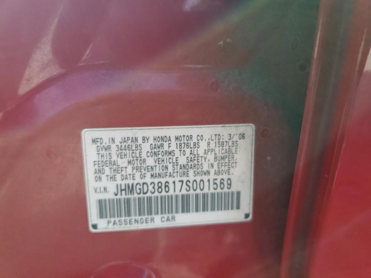 2007 Honda Fit S VIN: JHMGD38617S001569 Lot: 84252295