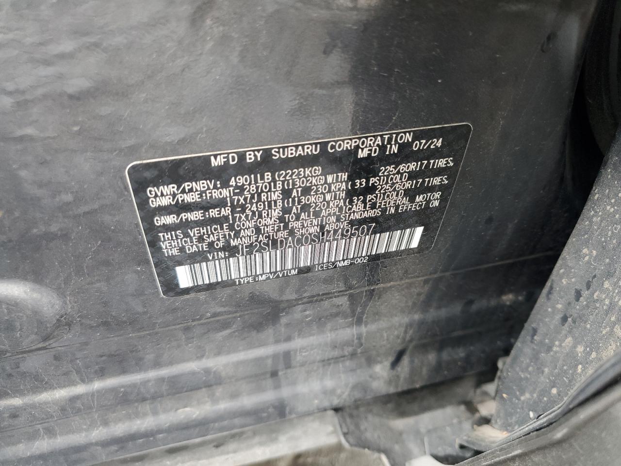 2025 Subaru Forester VIN: JF2SLDAC0SH449507 Lot: 82125035