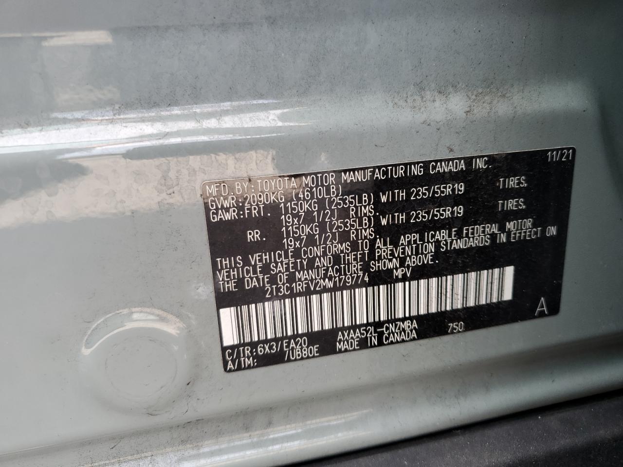 2021 Toyota Rav4 Xle Premium VIN: 2T3C1RFV2MW179774 Lot: 81541235