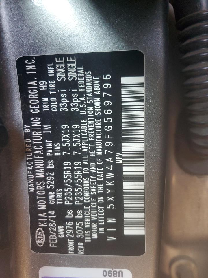 2015 Kia Sorento Sx VIN: 5XYKW4A79FG569796 Lot: 80831695