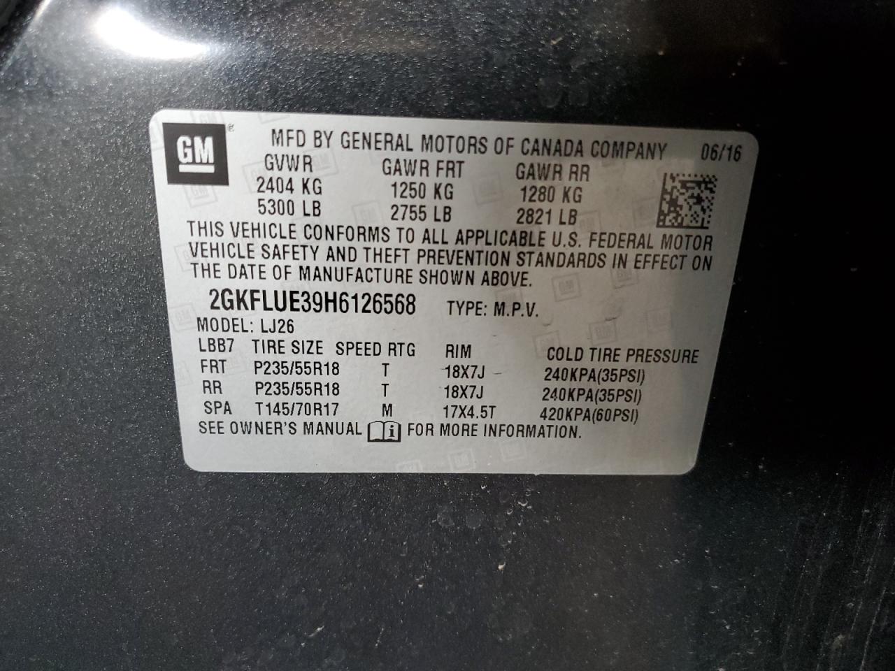 2017 GMC Terrain Slt VIN: 2GKFLUE39H6126568 Lot: 83826575