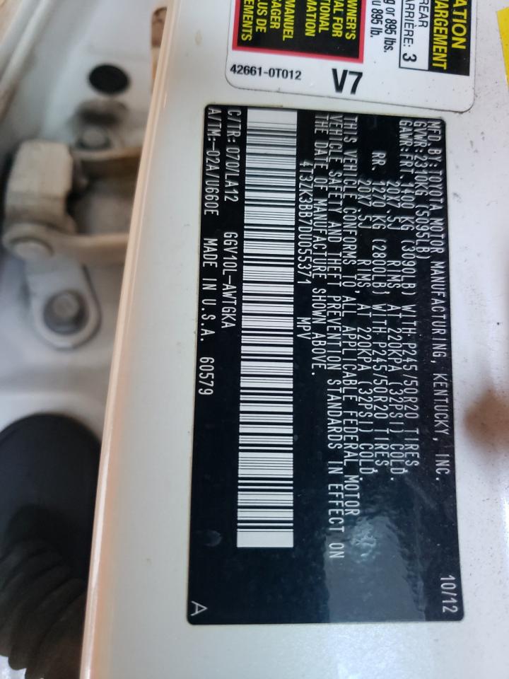 2013 Toyota Venza Le VIN: 4T3ZK3BB7DU055371 Lot: 80898345