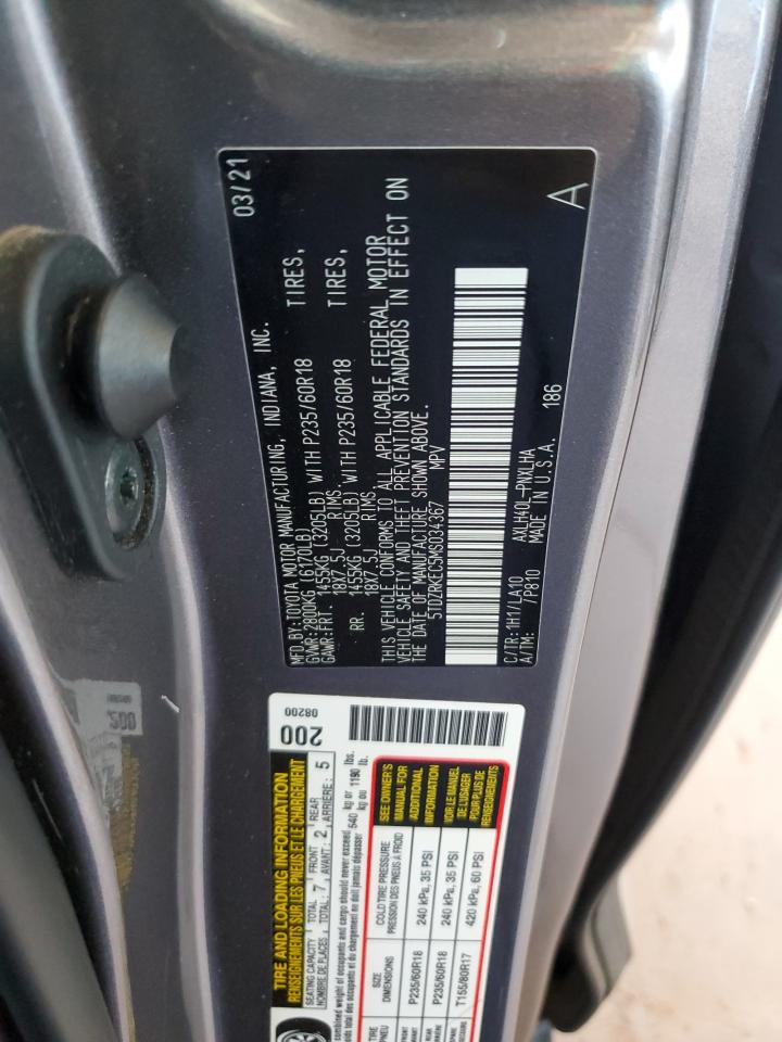 2021 Toyota Sienna Limited VIN: 5TDZRKEC5MS034367 Lot: 71679155