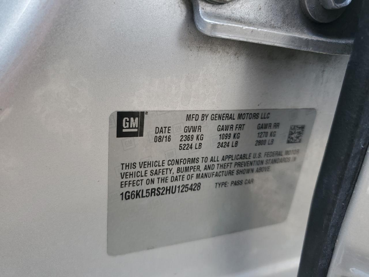 2017 Cadillac Ct6 Platinum VIN: 1G6KL5RS2HU125428 Lot: 84041295