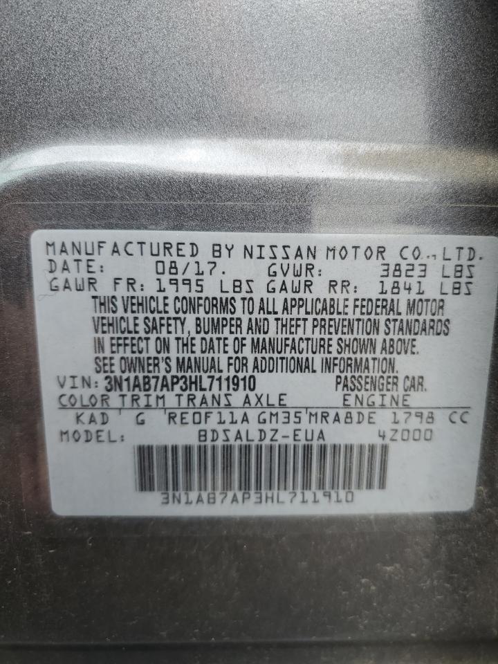 2017 Nissan Sentra S VIN: 3N1AB7AP3HL711910 Lot: 80506715