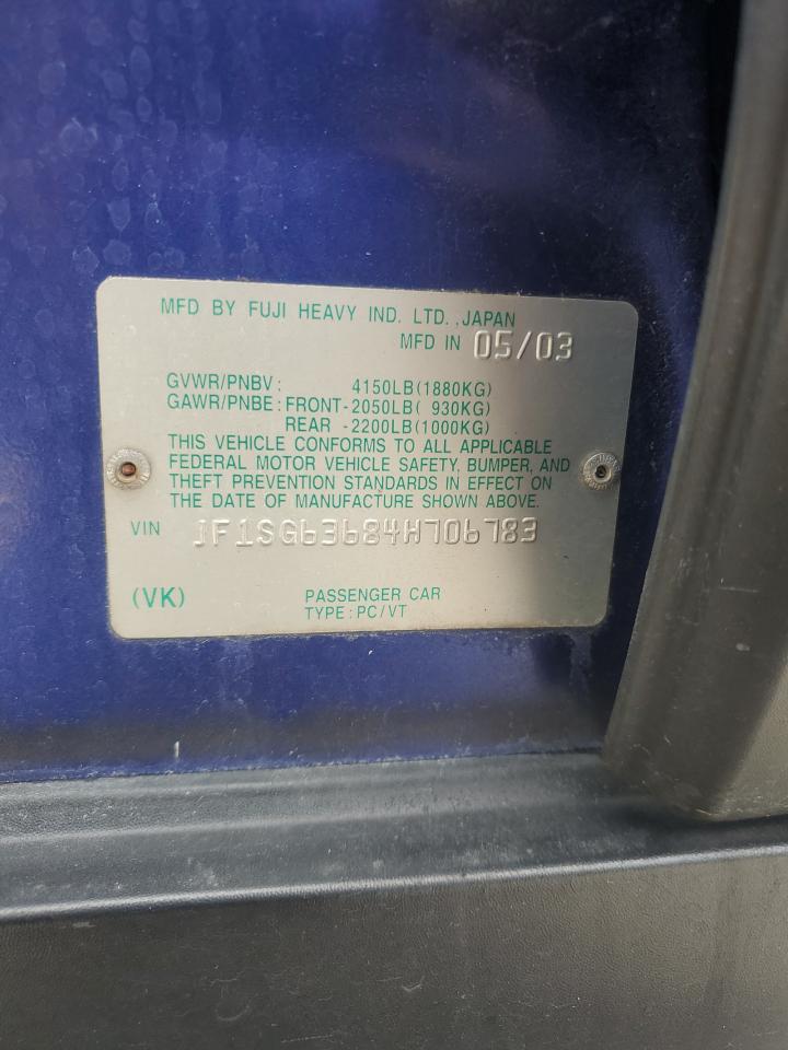 2004 Subaru Forester 2.5X VIN: JF1SG63684H706783 Lot: 81374155