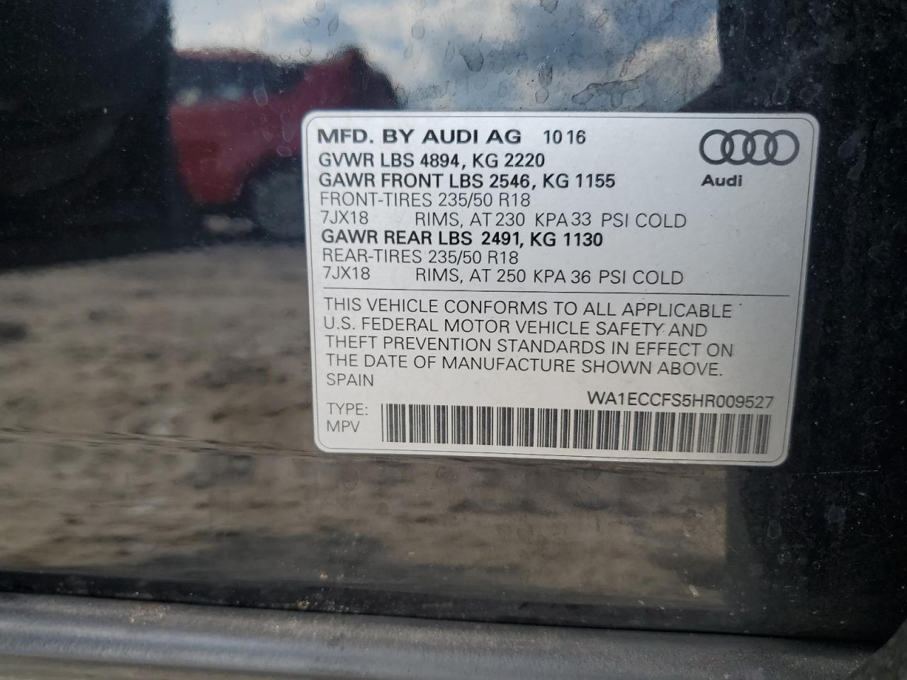 2017 Audi Q3 Premium VIN: WA1ECCFS5HR009527 Lot: 72006055