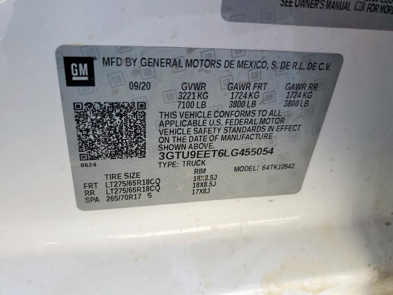 2020 GMC Sierra K1500 At4 VIN: 3GTU9EET6LG455054 Lot: 71265025