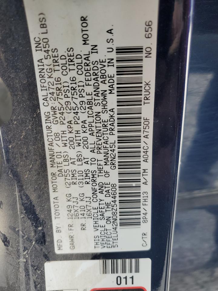2008 Toyota Tacoma Double Cab VIN: 5TELU42N08Z544608 Lot: 81715525