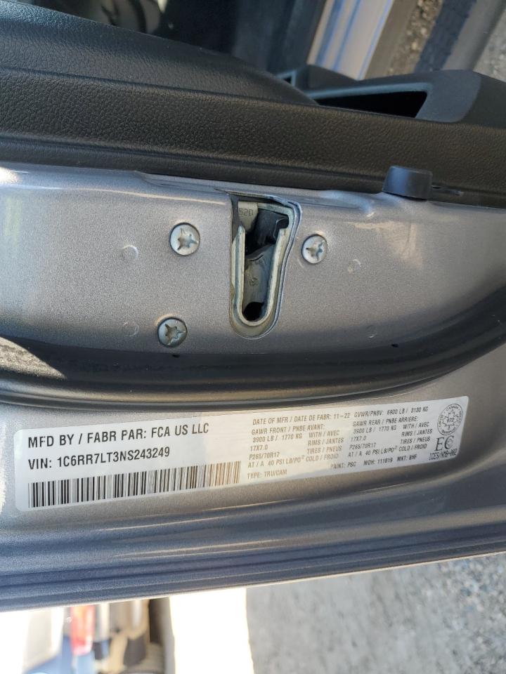 2022 Ram 1500 Classic Slt VIN: 1C6RR7LT3NS243249 Lot: 84044095