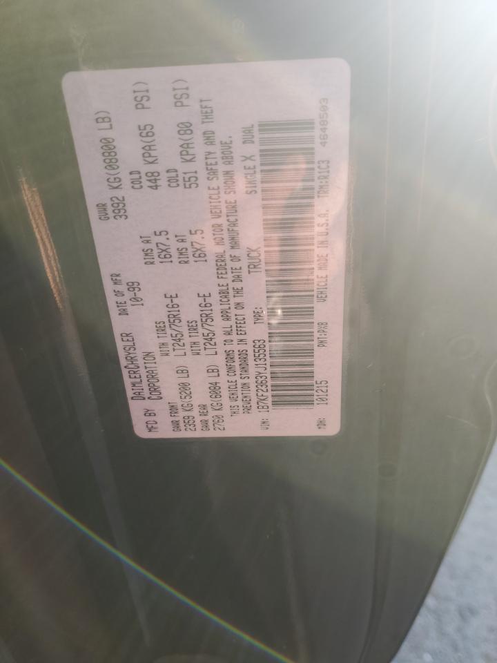 2000 Dodge Ram 2500 VIN: 1B7KF2363YJ135563 Lot: 81561185