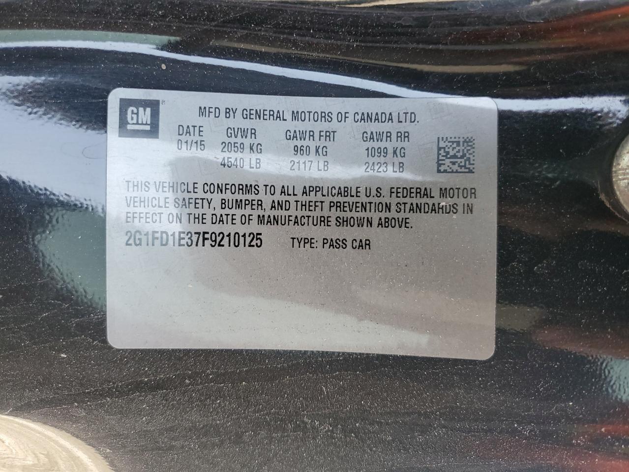 2015 Chevrolet Camaro Lt VIN: 2G1FD1E37F9210125 Lot: 81969735