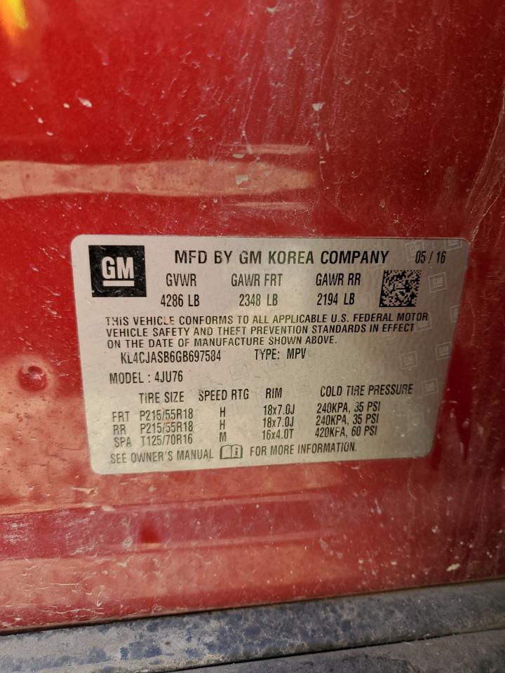 2016 Buick Encore VIN: KL4CJASB6GB697584 Lot: 80222055