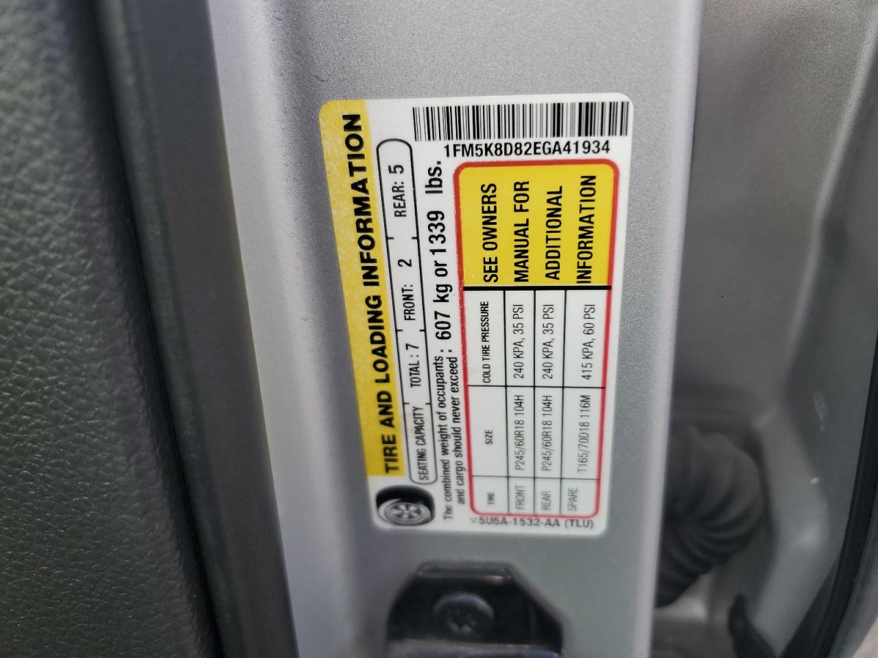 2014 Ford Explorer Xlt VIN: 1FM5K8D82EGA41934 Lot: 80026355