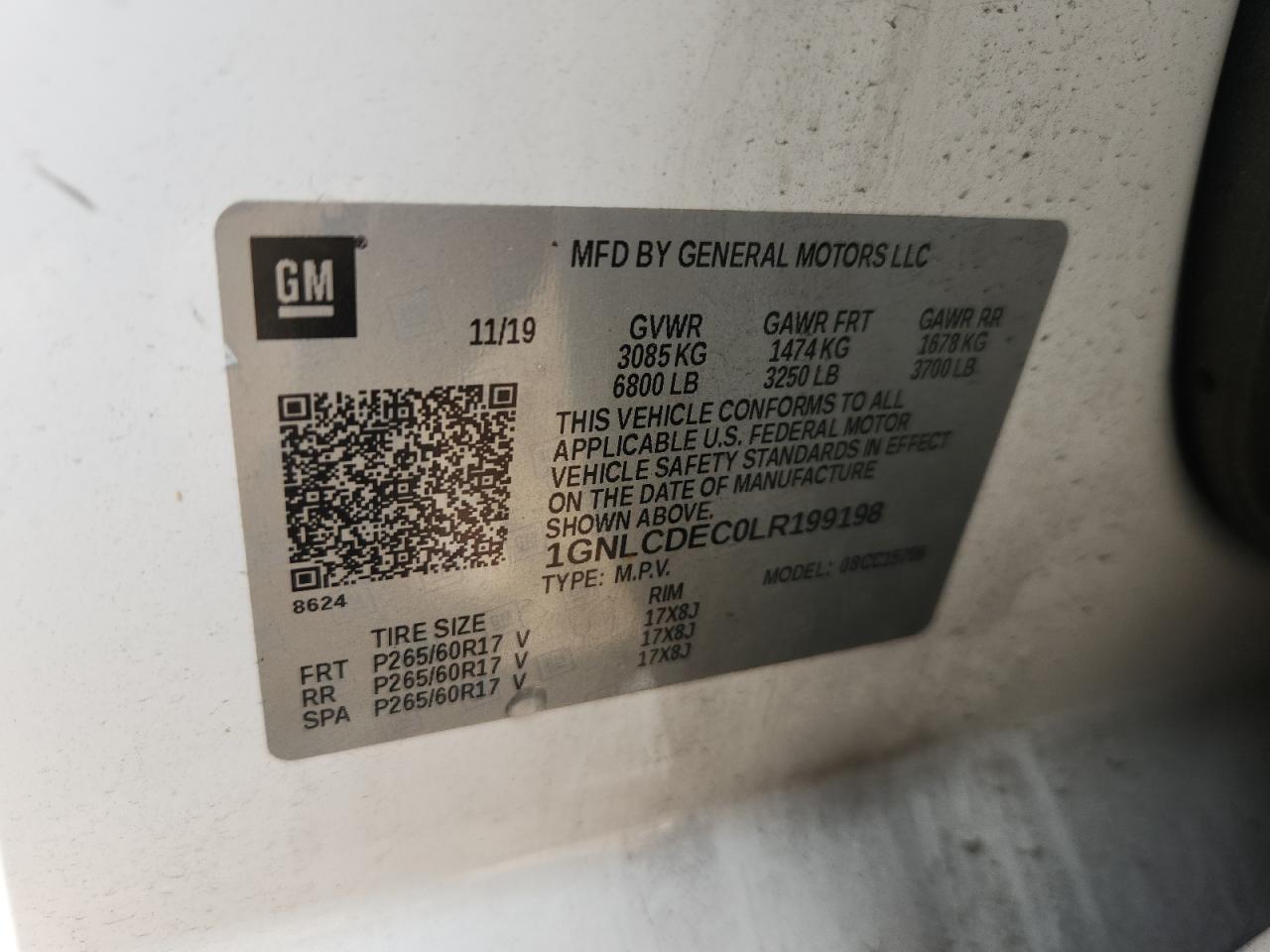 2020 Chevrolet Tahoe Police VIN: 1GNLCDEC0LR199198 Lot: 81659835