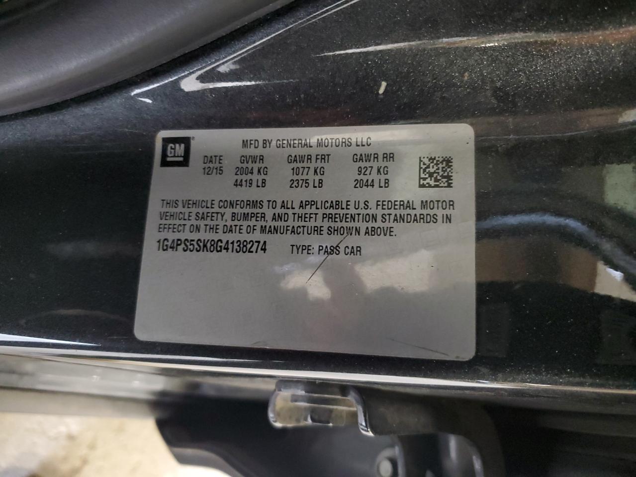 2016 Buick Verano VIN: 1G4PS5SK8G4138274 Lot: 71717065
