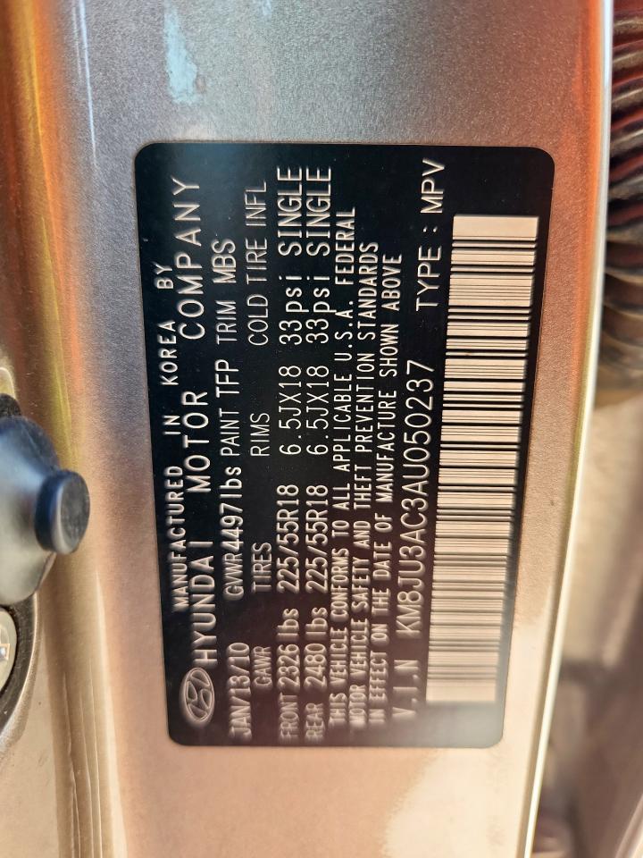 2010 Hyundai Tucson Gls VIN: KM8JU3AC3AU050237 Lot: 71810005