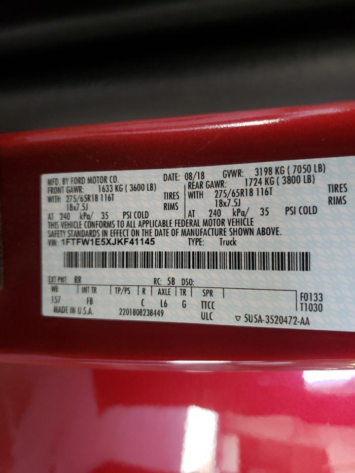 2018 Ford F150 Supercrew VIN: 1FTFW1E5XJKF41145 Lot: 81313205