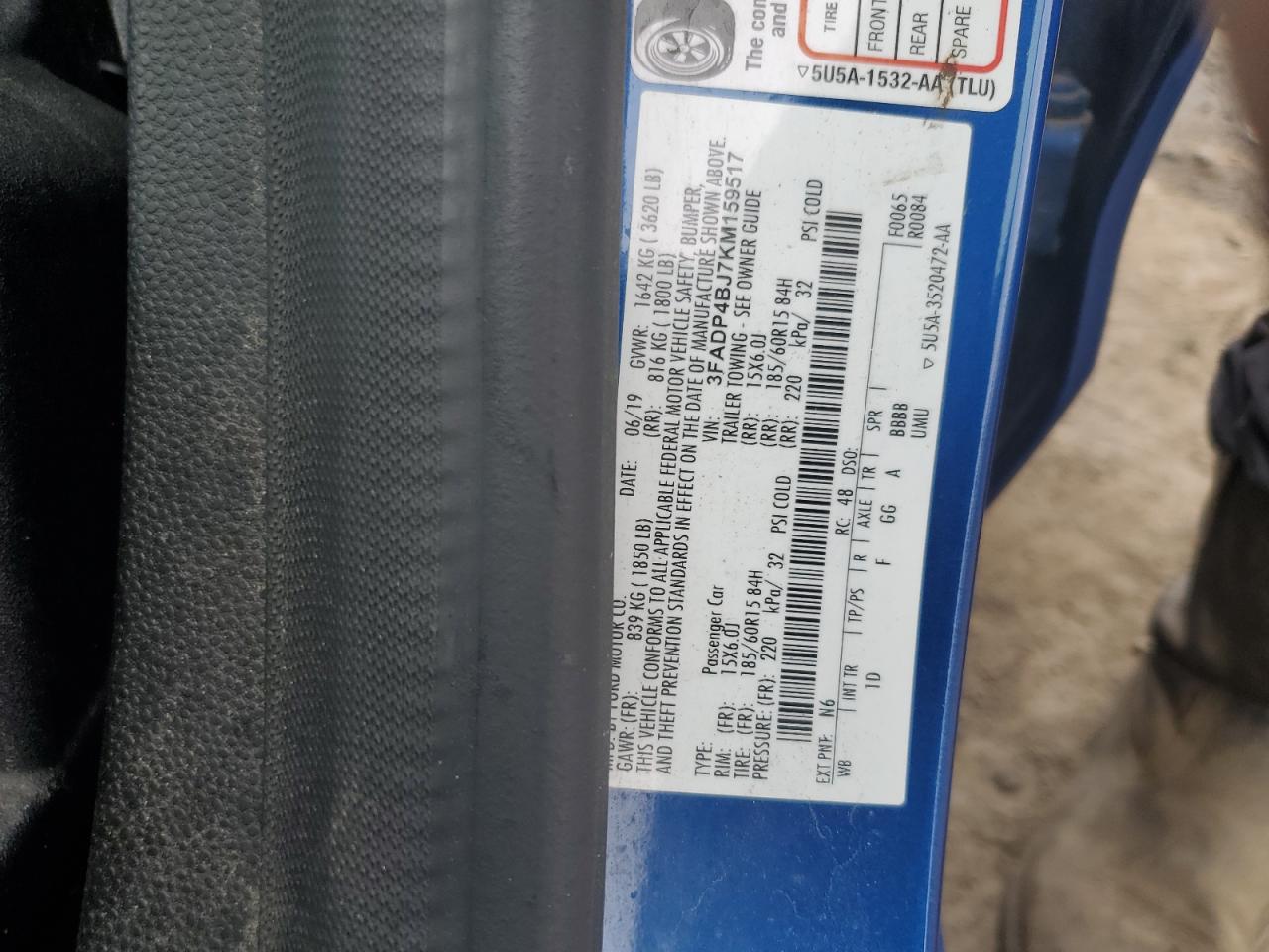 2019 Ford Fiesta Se VIN: 3FADP4BJ7KM159517 Lot: 81583515