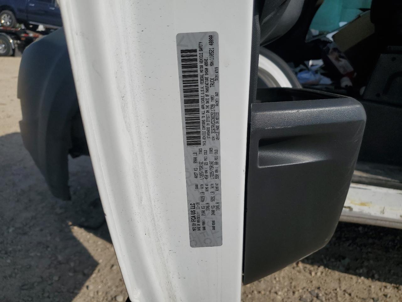 2019 Ram Promaster Ca VIN: 3C6TRVCG3KE511728 Lot: 70600795