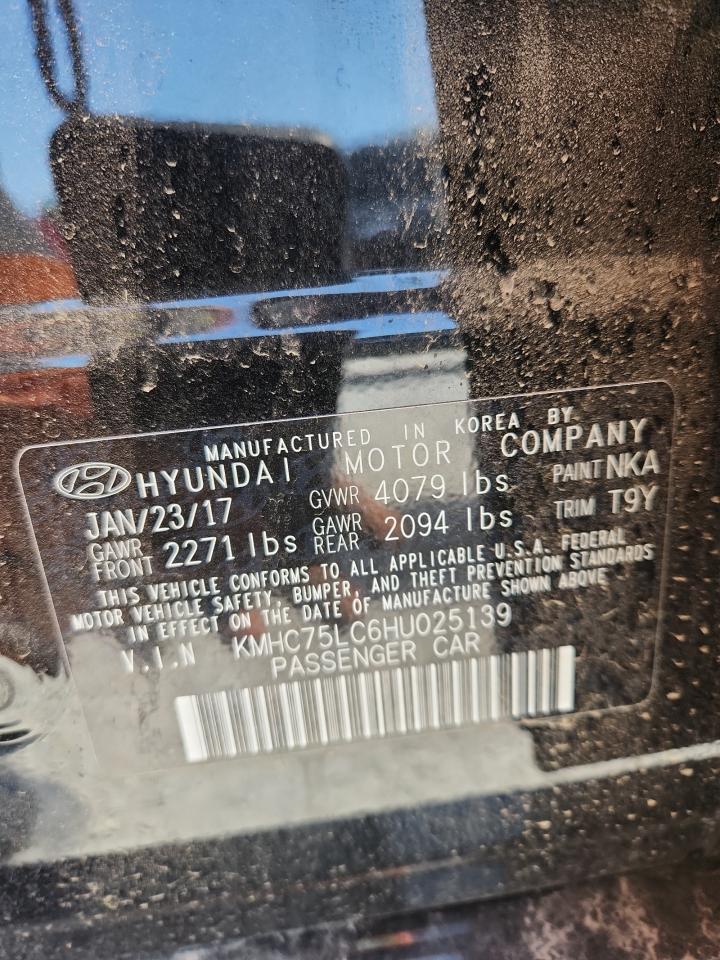 2017 Hyundai Ioniq Sel VIN: KMHC75LC6HU025139 Lot: 71532275