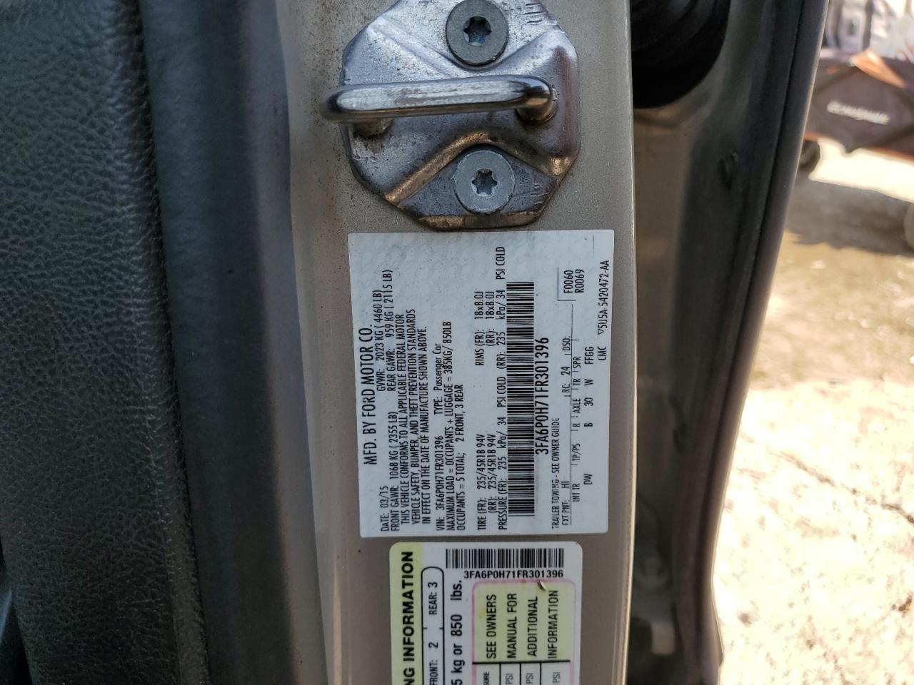 2015 Ford Fusion Se VIN: 3FA6P0H71FR301396 Lot: 80350845