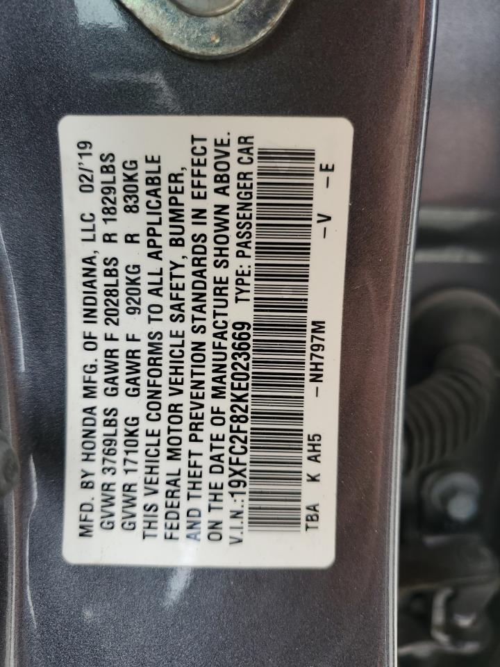 2019 Honda Civic Sport VIN: 19XFC2F82KE023669 Lot: 71430165