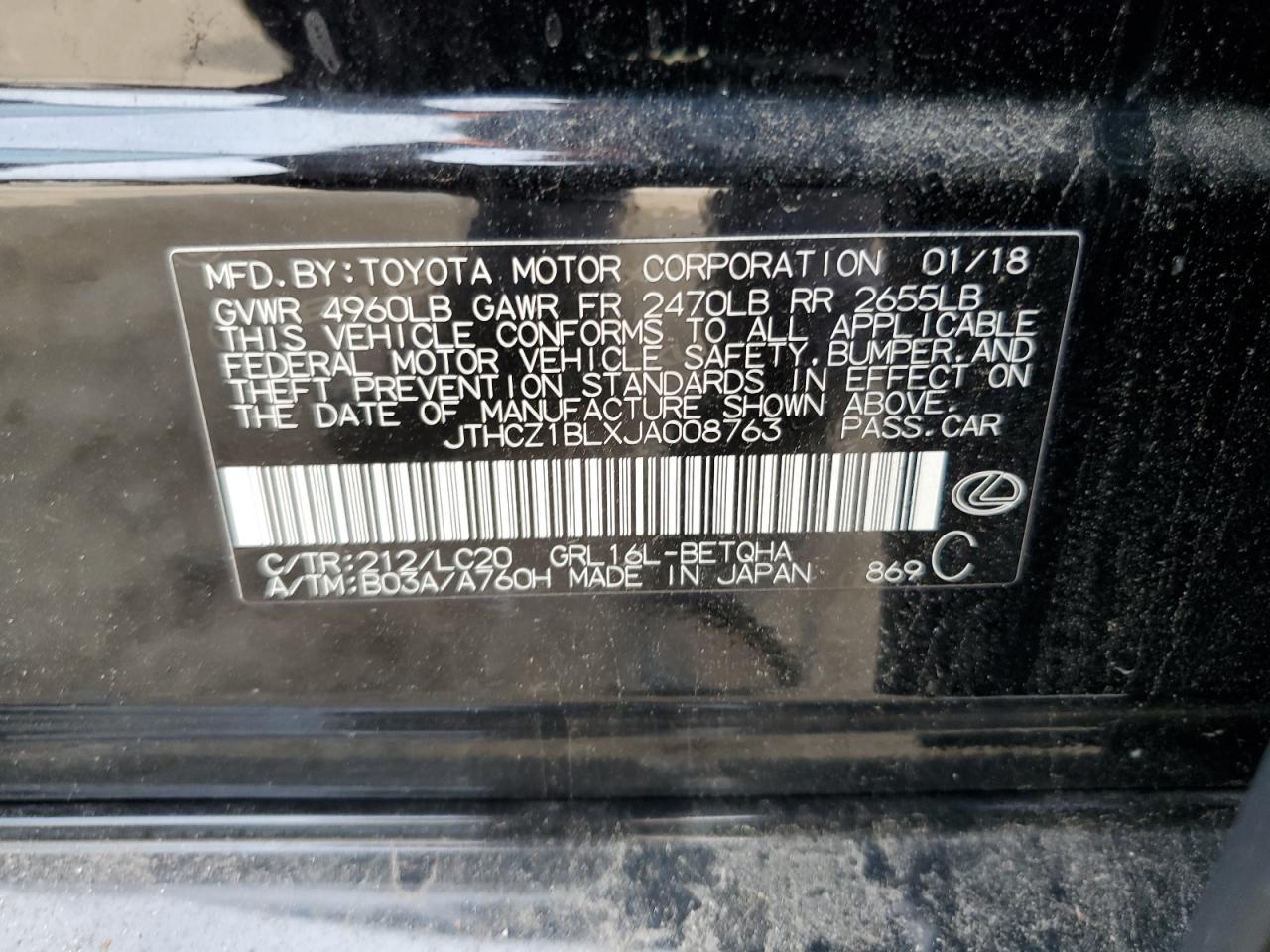 2018 Lexus Gs 350 Base VIN: JTHCZ1BLXJA008763 Lot: 81668835