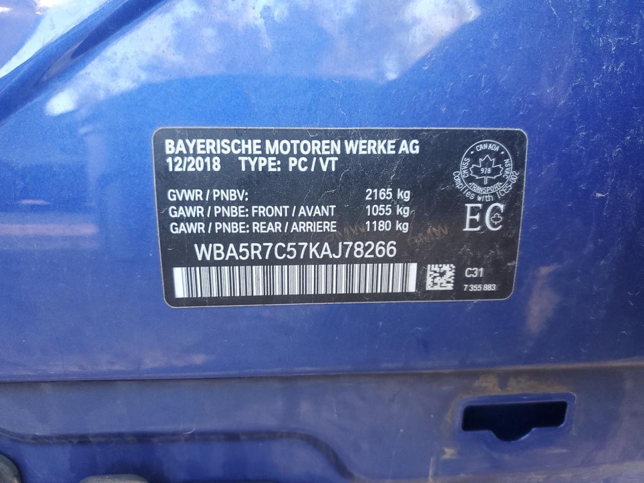 2019 BMW 330Xi VIN: WBA5R7C57KAJ78266 Lot: 71190685