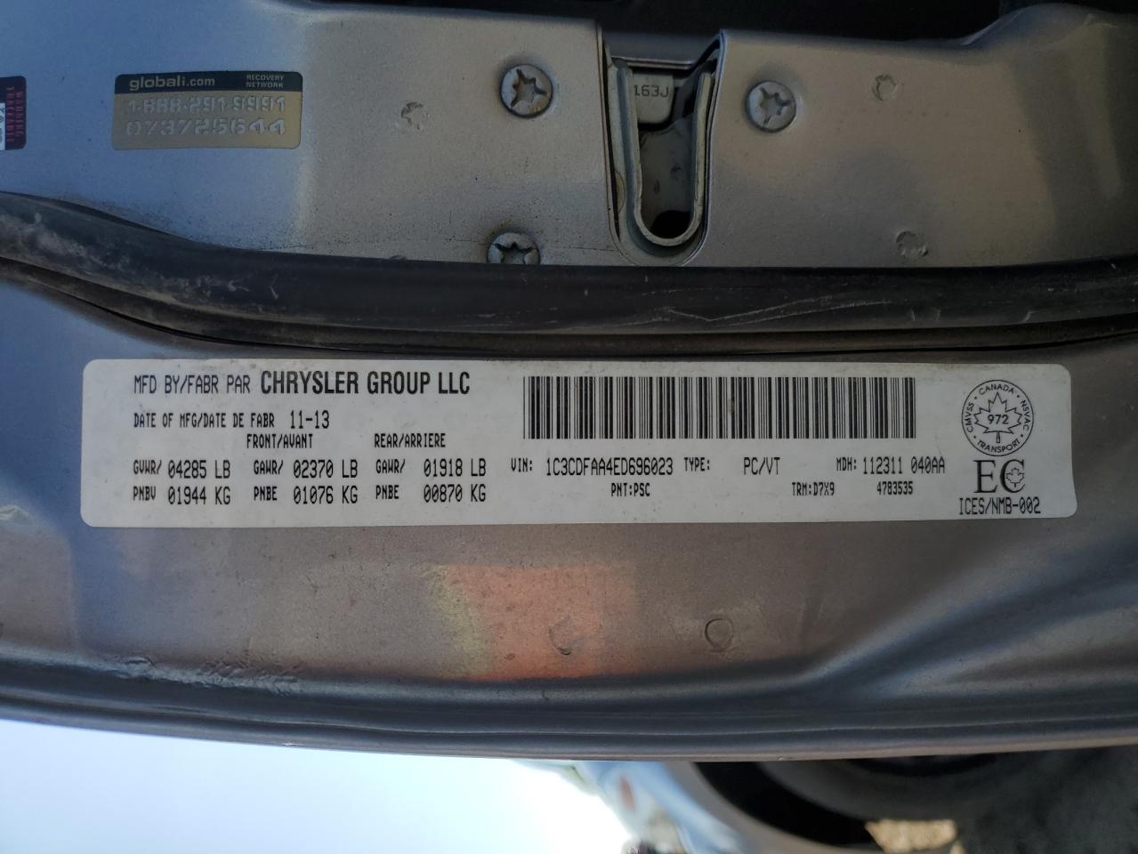 2014 Dodge Dart Se VIN: 1C3CDFAA4ED696023 Lot: 81300235