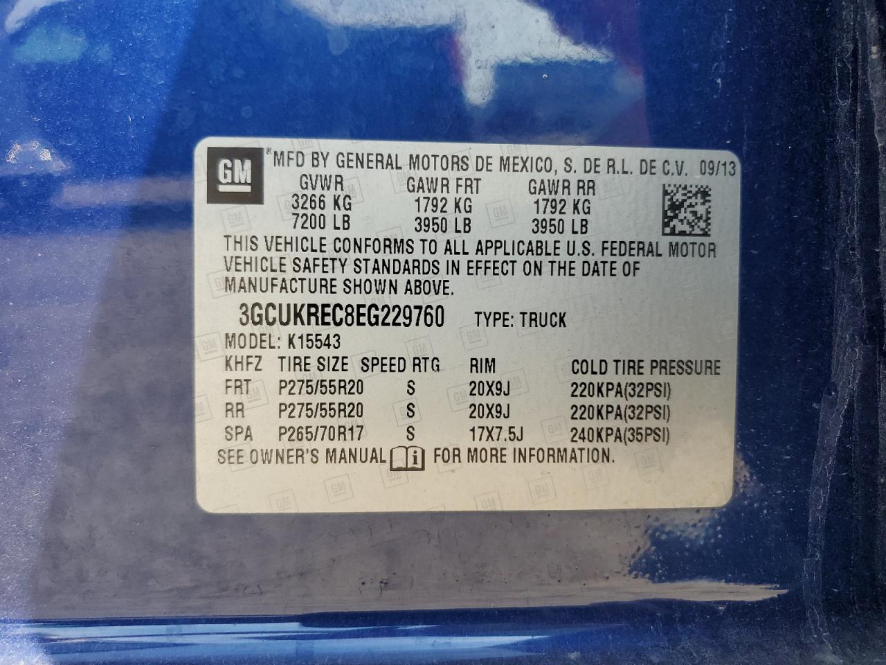 2014 Chevrolet Silverado K1500 Lt VIN: 3GCUKREC8EG229760 Lot: 80472995