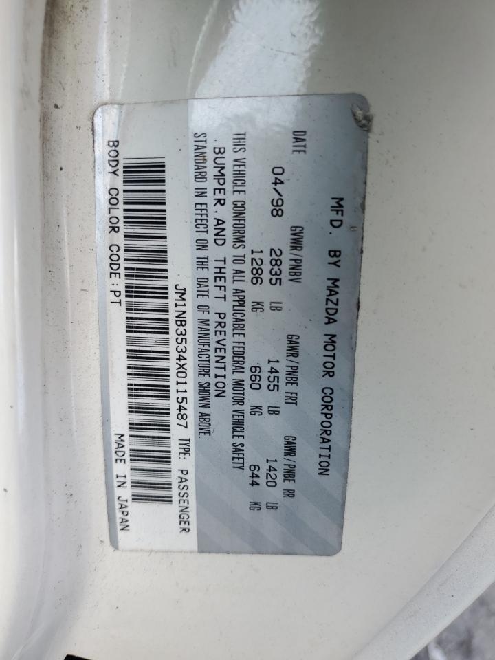 1999 Mazda Mx-5 Miata VIN: JM1NB3534X0115487 Lot: 80811015