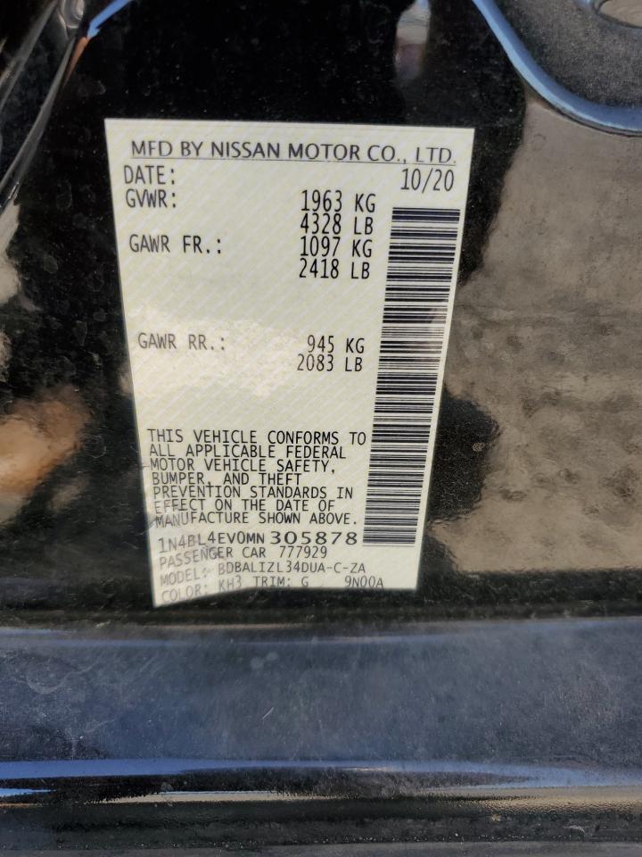2021 Nissan Altima Sl VIN: 1N4BL4EV0MN305878 Lot: 81335815