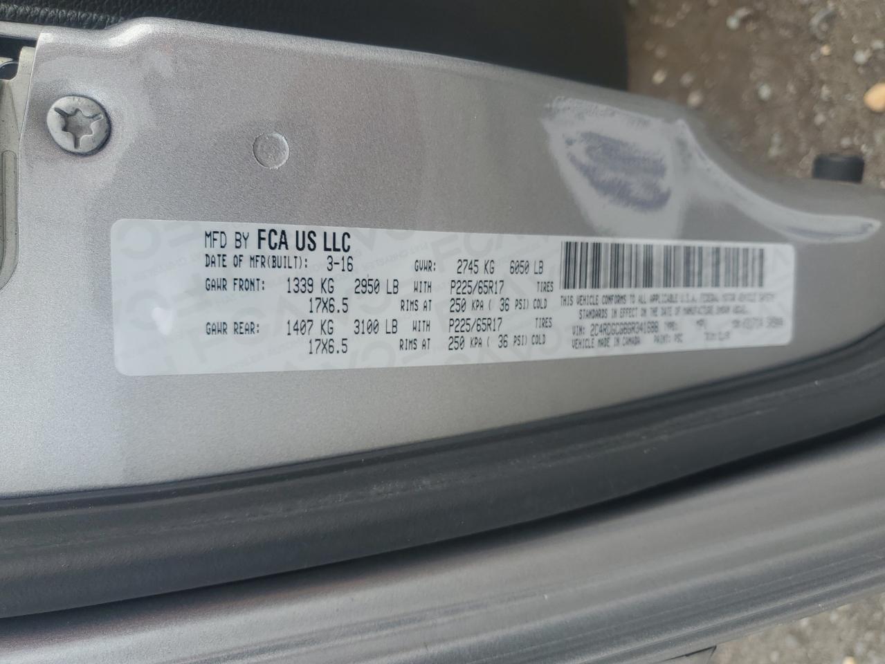 2016 Dodge Grand Caravan Sxt VIN: 2C4RDGCG6GR341688 Lot: 81830075