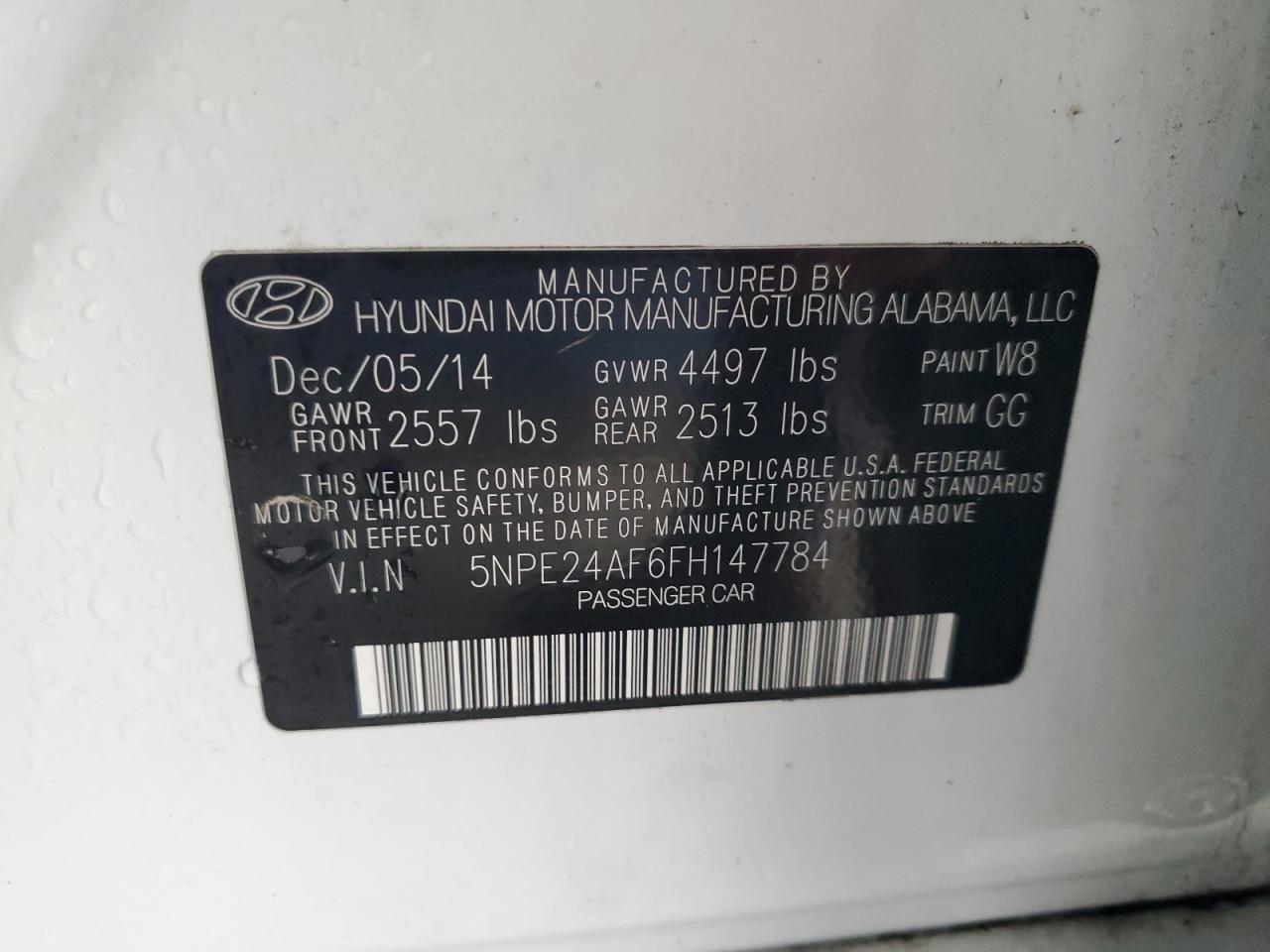 2015 Hyundai Sonata Se VIN: 5NPE24AF6FH147784 Lot: 81653055